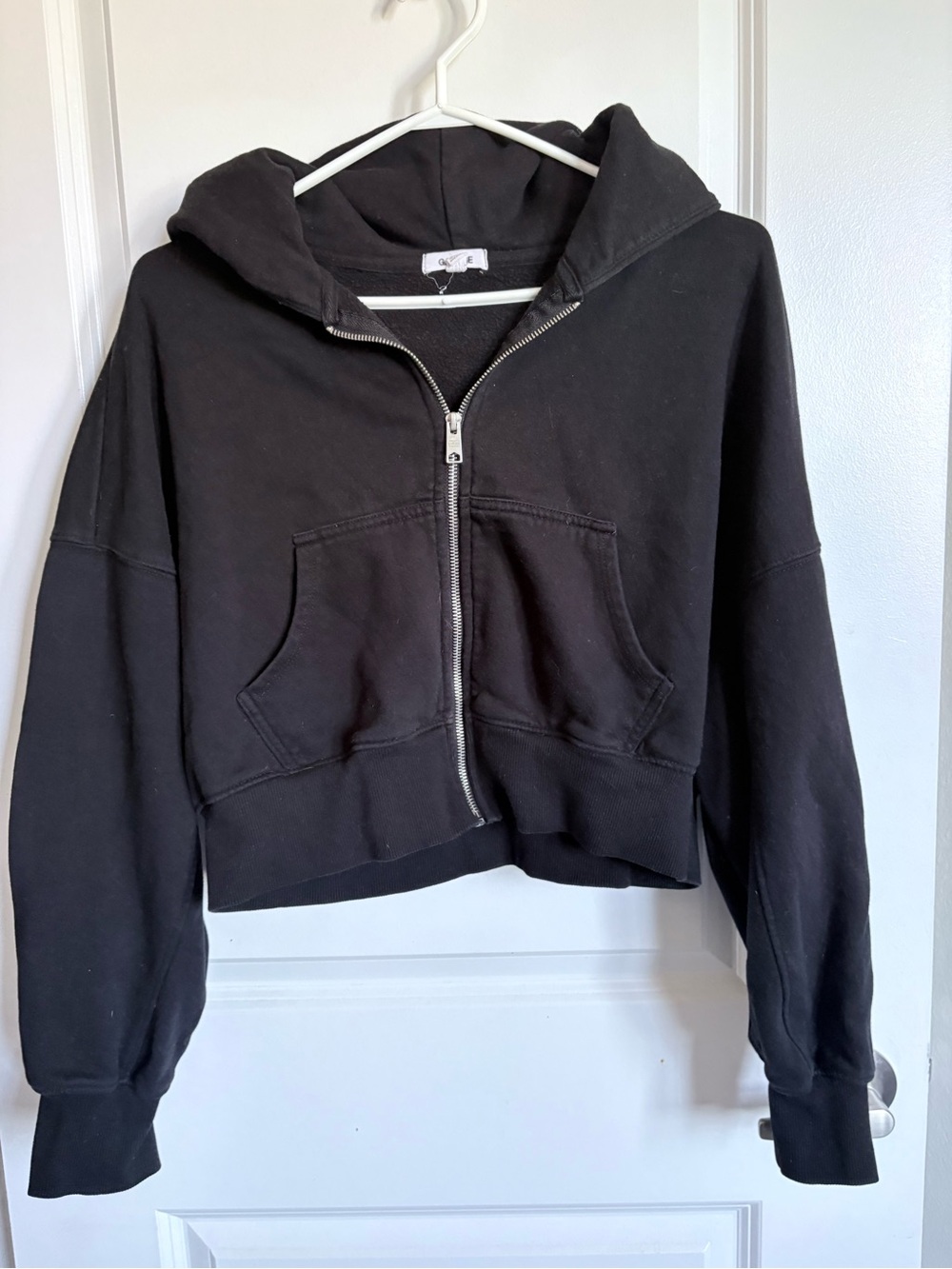 Garage Black Hooded Sweatshirt *ZIP* *CROPPED*